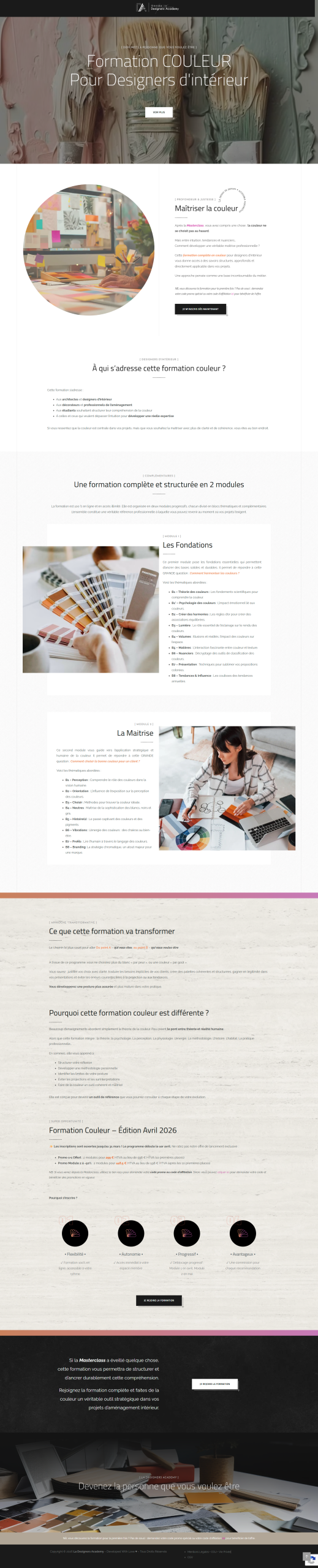 La Designers Academy - page formation couleur