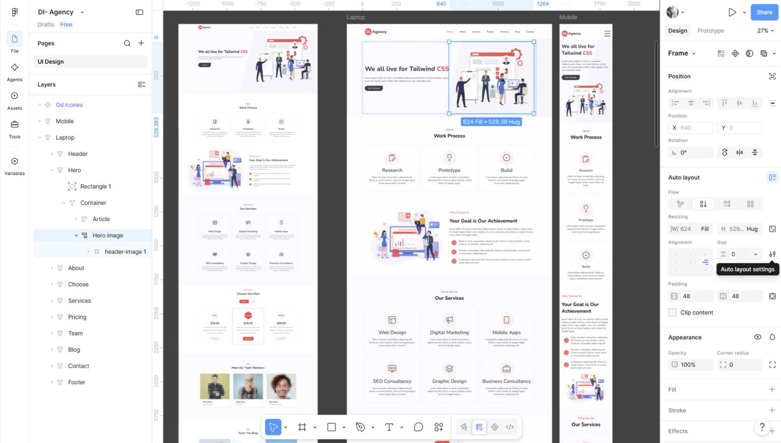 Projet DI Agency en auto layout