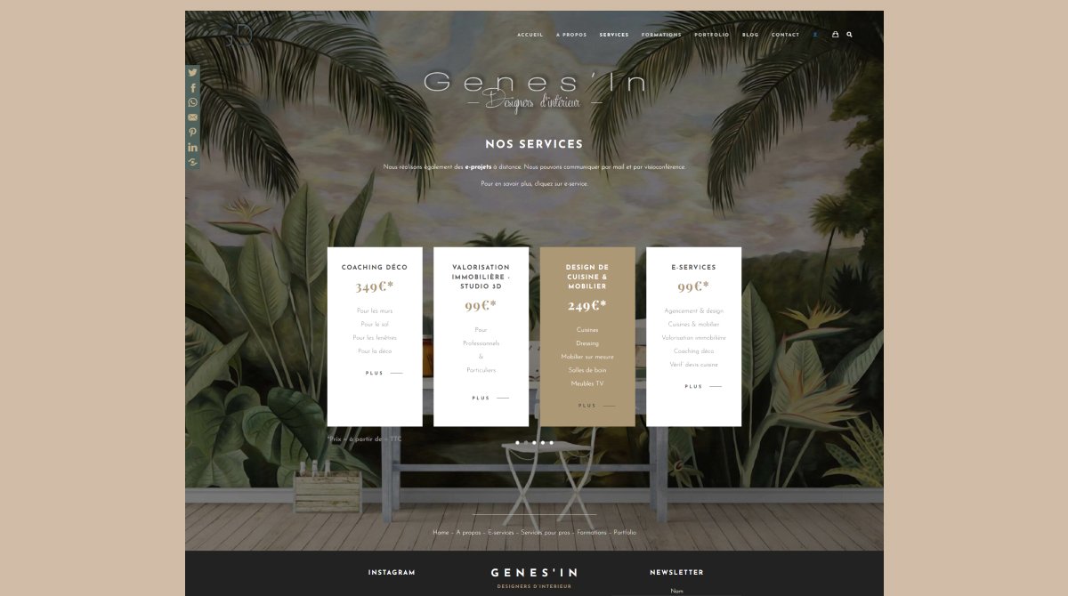 Page du site Genes'In : Services
