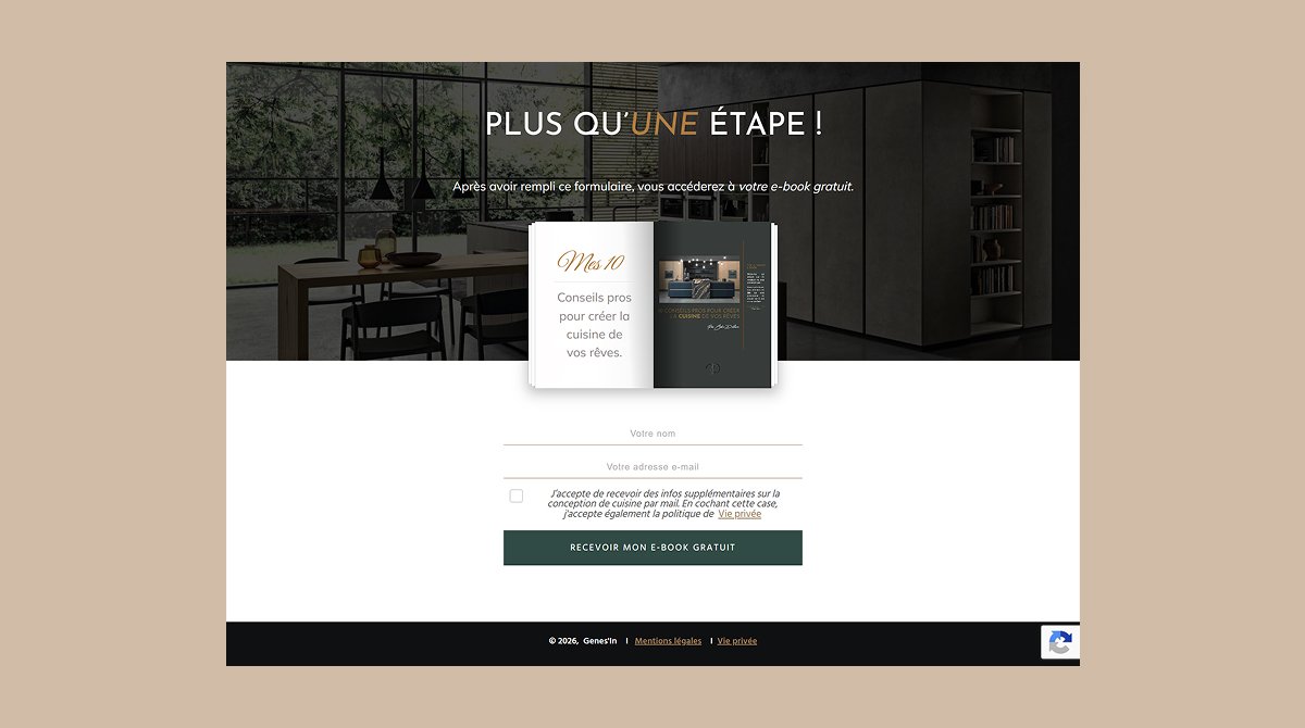 Landing page du site Genes'In : e-book cuisine