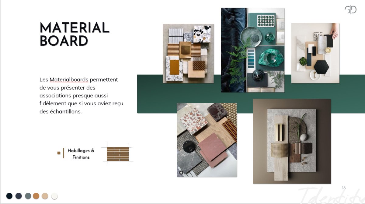 Slide de présentation Genes'In : Material board