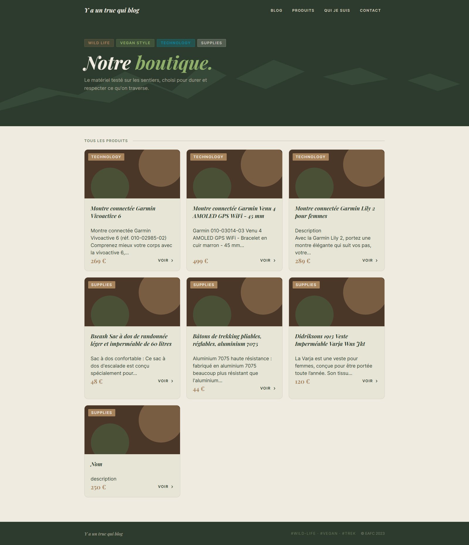 Projet Laravel/Voyager page boutique
