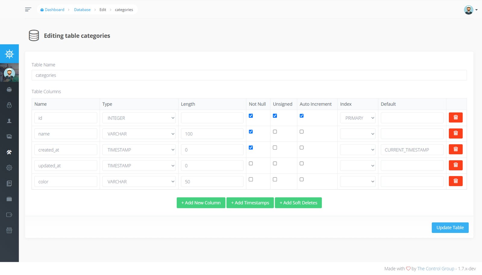 Projet Laravel/Voyager - une table