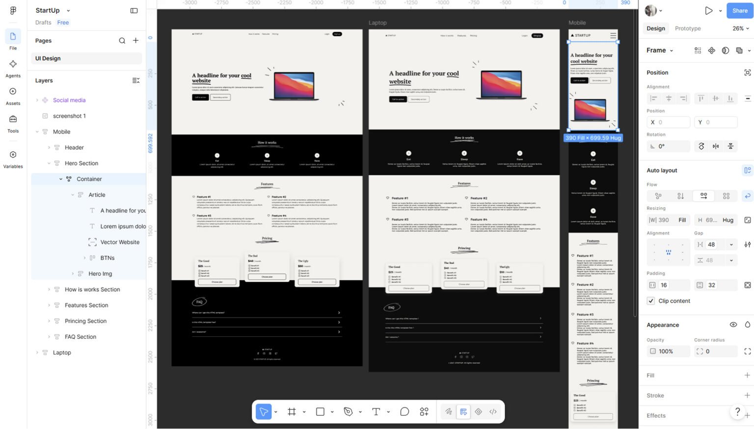 Projet Start Up : frames