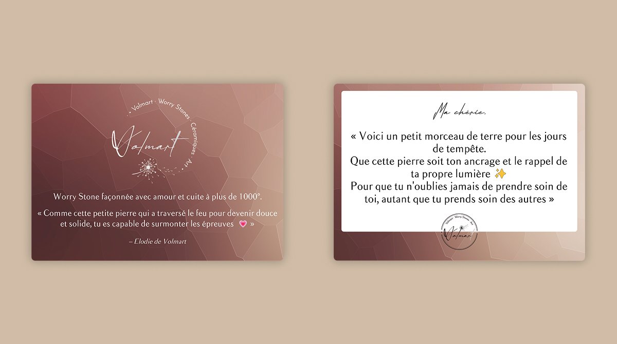 Carte qui accompagne les worry stones en cadeau