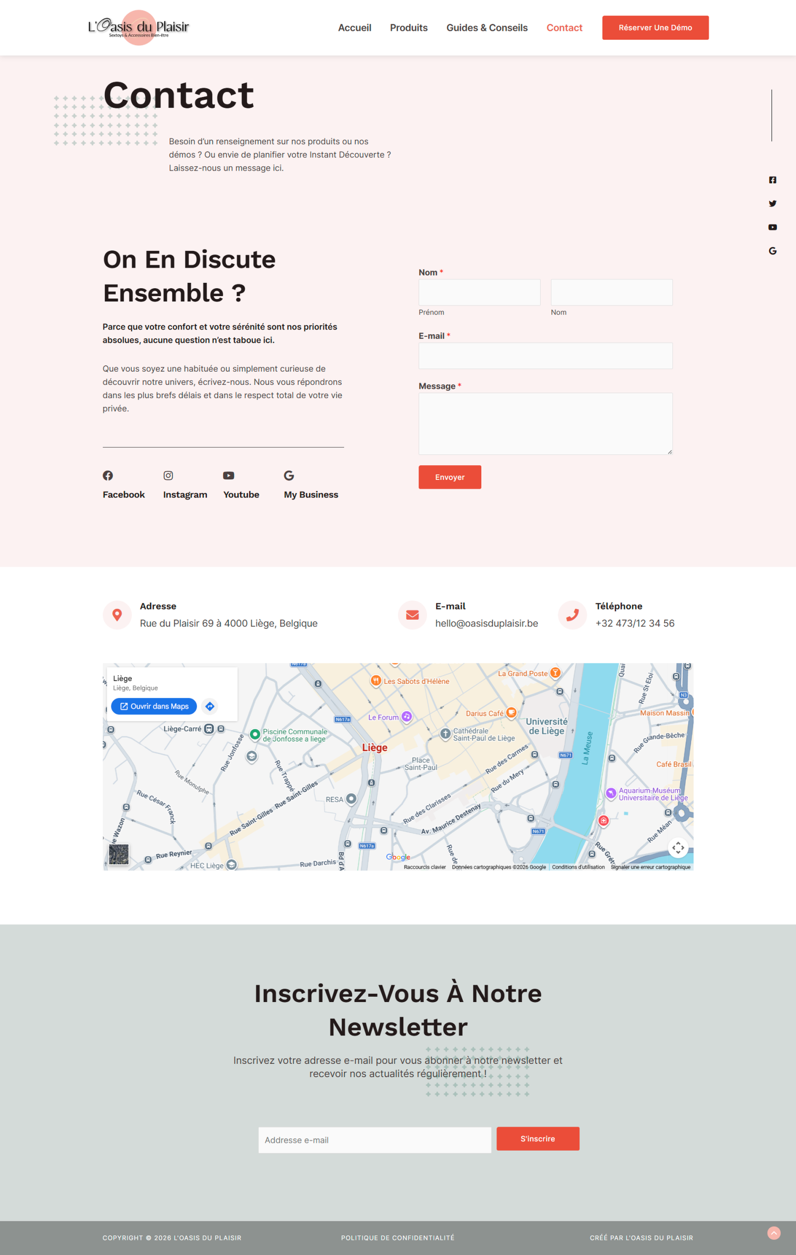 Oasis du Plaisir page contact