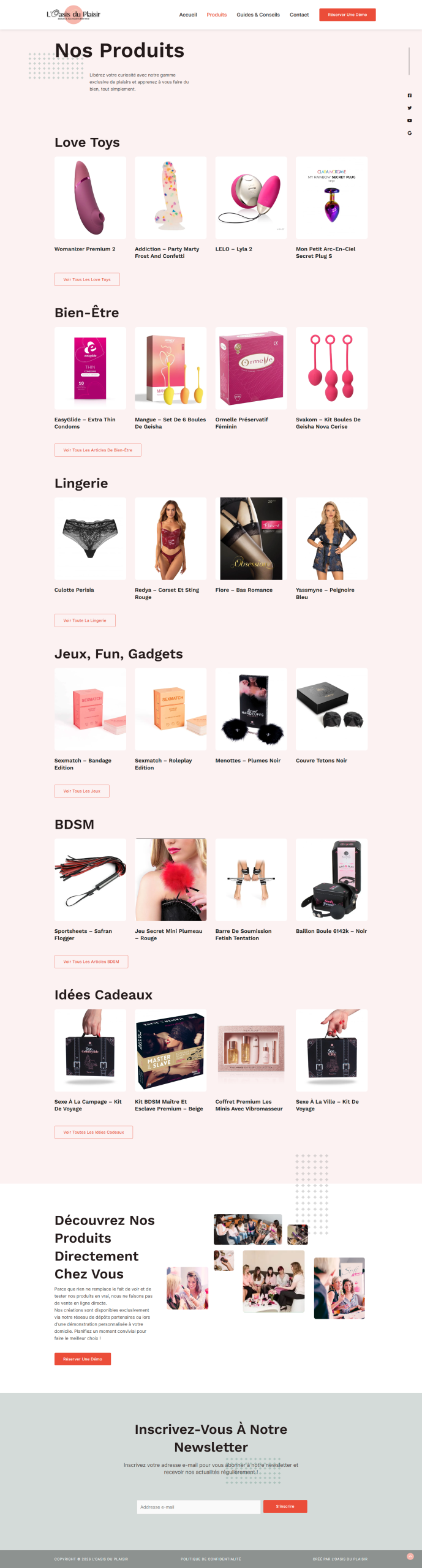Oasis du Plaisir page produits