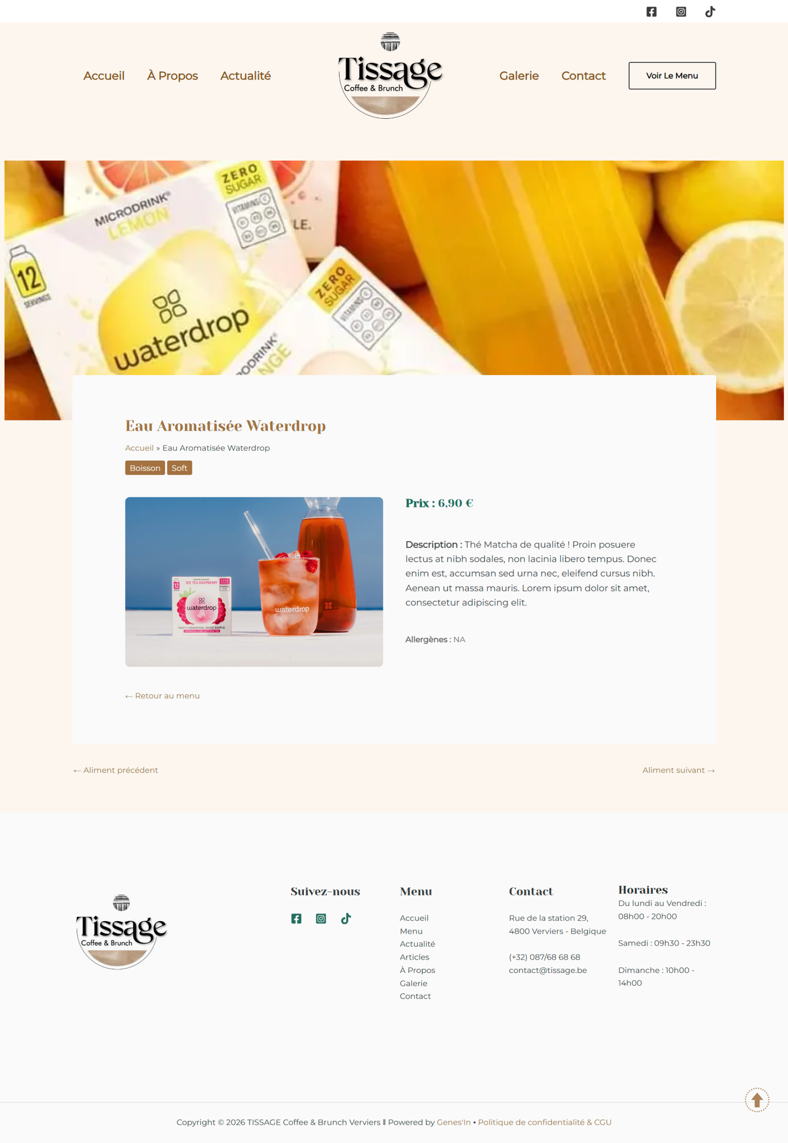Tissage - page boisson
