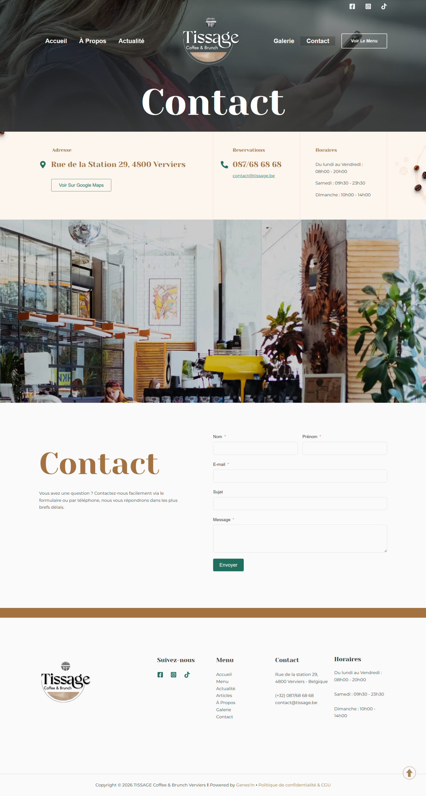 Tissage - page contatc
