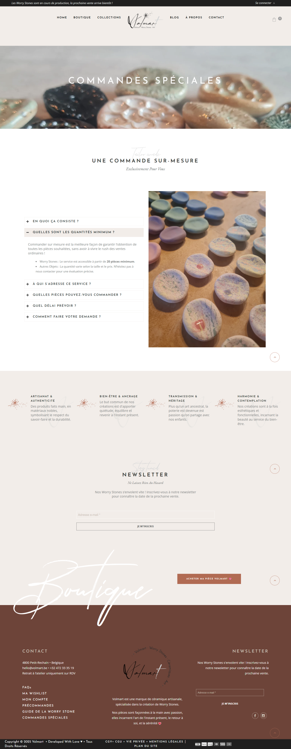 Volmart.be page Commandes spéciales